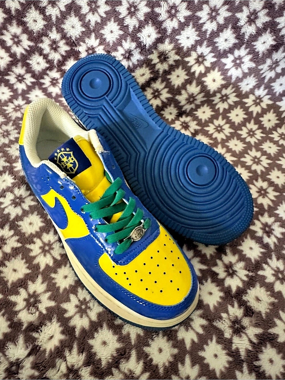 Nike Air Force 1 Blue & Yellow Sneakers - Picture 5 of 6